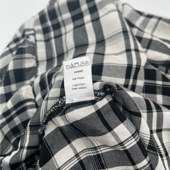 LOFT ANN TAYLOR Top Peplum Plaid Blouson Henley B&W Business Casual Size Small - Picture 9 of 11